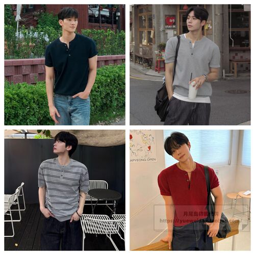 发货快直邮Mind Bridge韩国代购26夏男士短袖针织衫T恤M1KT4101