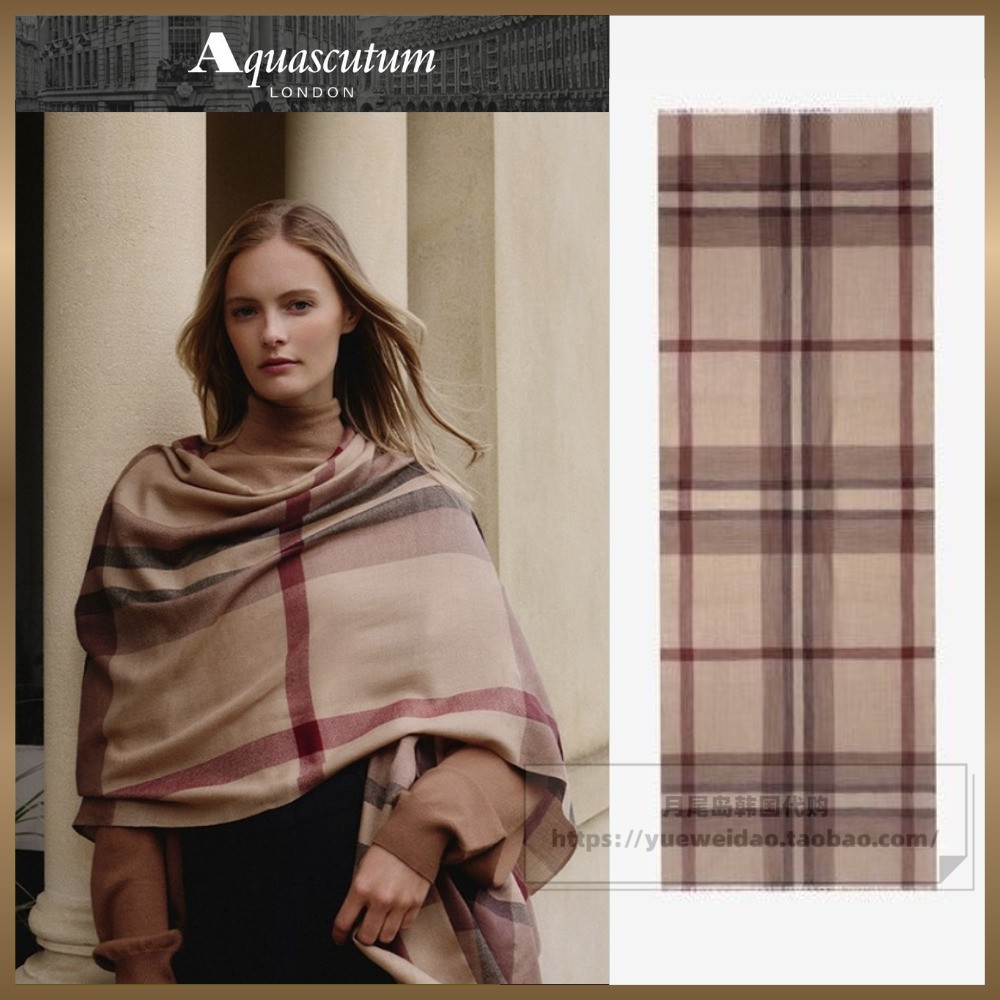 发货快直邮Aquascutum 雅格狮丹韩国代购女士羊毛格子围巾ZF6QA