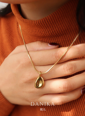 法式复古几何水滴项链