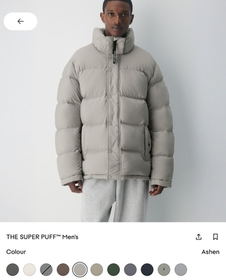 aritzia加拿大男款五格连帽加厚鹅绒800蓬面包服羽绒服【雾面】