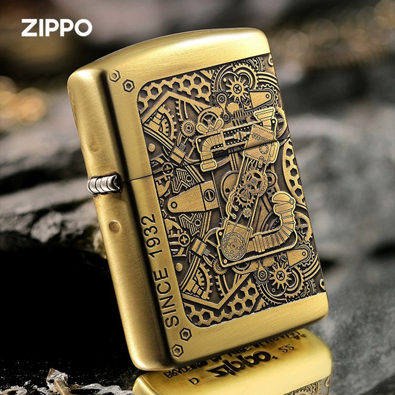 zippo打火机原装正品 煤油防风 黄铜盔甲三面雕刻蒸汽朋友送礼物