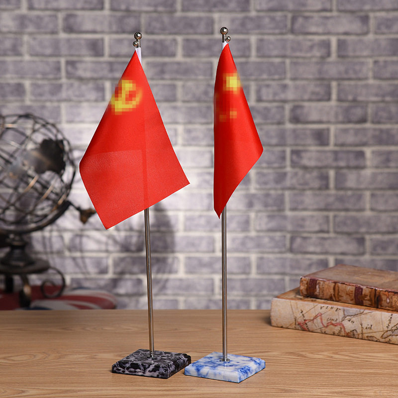 桌旗旗杆摆件伸缩旗杆仿大理石底座金属底座单杆旗帜小红旗