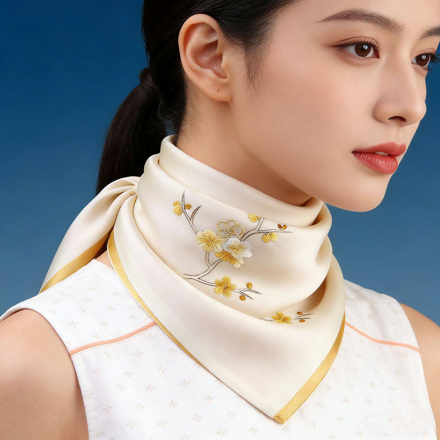 苏绣真丝围巾手工刺绣丝巾非遗礼品送妈妈中国风桑蚕丝方巾礼物
