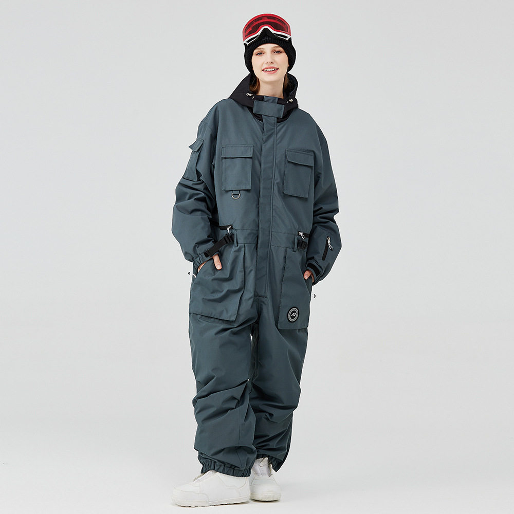 连体滑雪服男女款宽松冬季户外防风防水保暖滑雪衣单板滑雪服连体