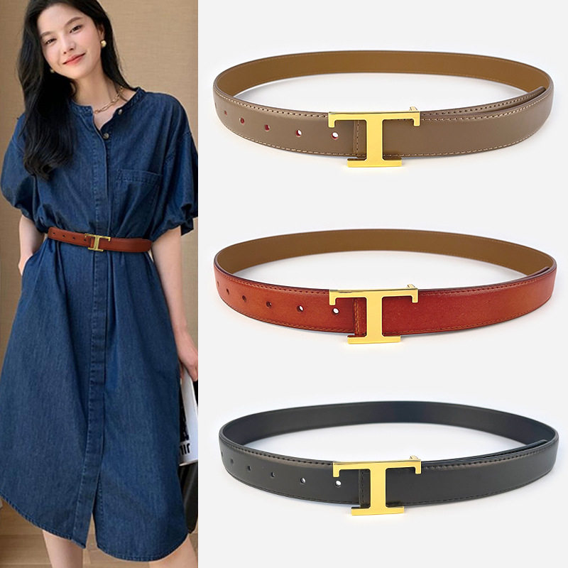 T字母版扣女士真皮腰带配牛仔裤西服外套裙子女皮带百搭跨境甄选
