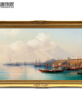 DTSJ 手绘欧式客厅装饰画 办公室海景油画 建筑风景画扬帆启航A16