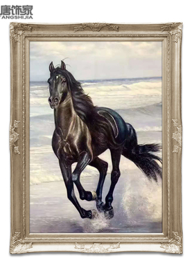 欧式玄关装饰画 客厅挂画 走廊过道油画 书房装饰画马到成功N143