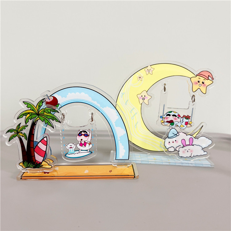 日系卡通蜡笔小新装饰亚克力桌面摆件diy拼装秋千组合立牌礼物