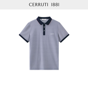 商务休闲棉桑蚕丝复古条纹POLO衫 CERRUTI 夏季 1881男装 C45H9EI091