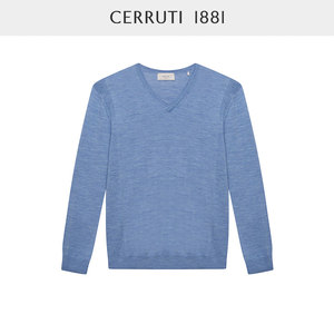 CERRUTI 1881男装秋冬毛衣商务休闲纯羊毛V领针织衫男C4067EI021