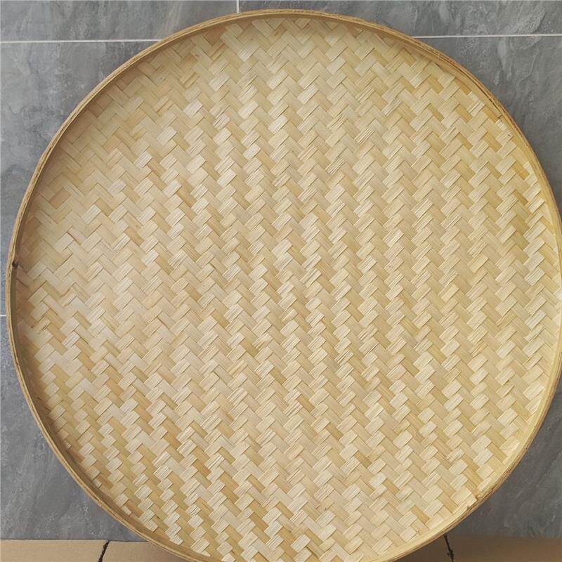 孔雀竹编晒盘鱼干晒干可折叠端午节簸箕周岁有孔老式竹篮子清仓