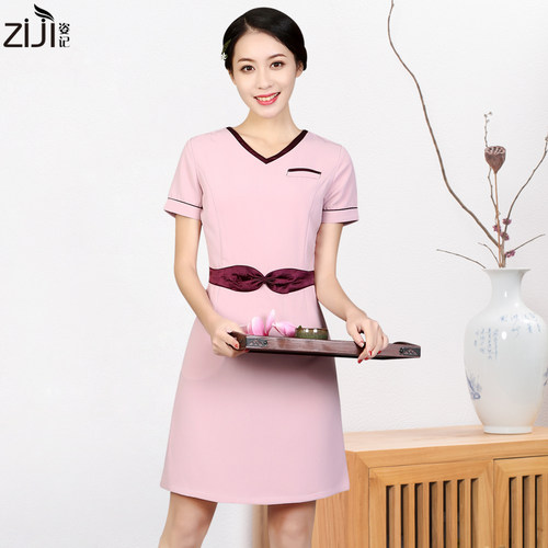 美容院工作服美容师连衣裙女秋冬