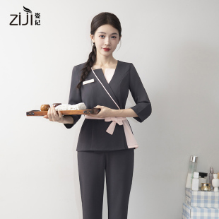 2026美容师工作服女秋冬高端美容院工服套装 气质spa养生技师服装