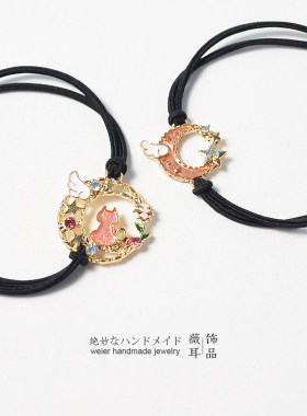 星月猫咪～日系星空唯美发绳甜美少女头绳气质扎马尾皮筋套装发圈