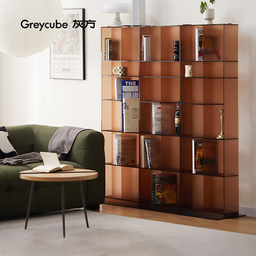 灰方轻奢亚克力屏风书架置物架