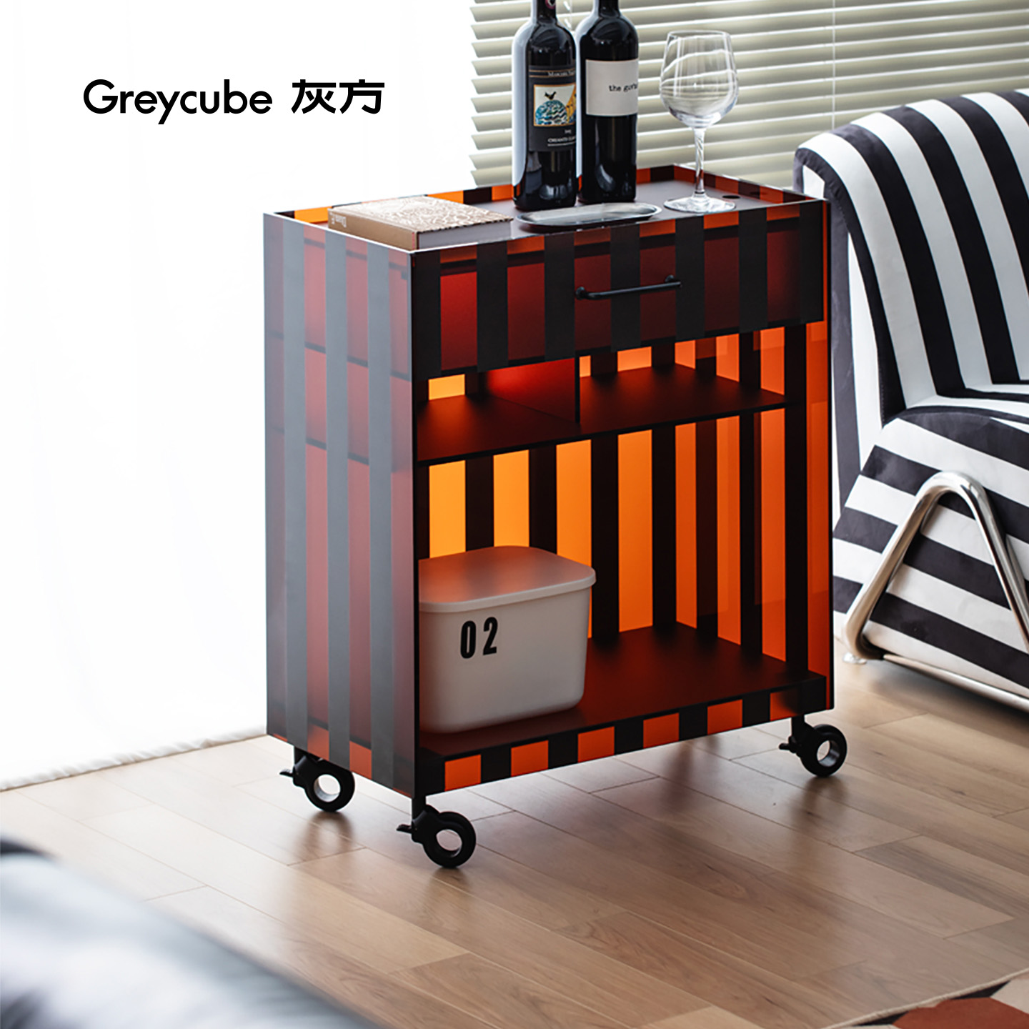 灰方亚克力花架置物架