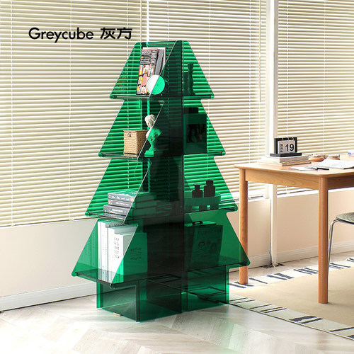 置物架落地书架灰方亚克力