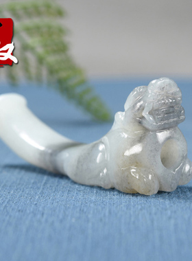 玉奴/孤品/新疆天然和田玉/青花籽料/貔貅/烟嘴/41.77克