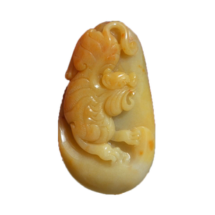 新疆乌尔禾天然金丝玉/黄色彩玉细料/地表籽料/虎/虎虎生威/吊坠