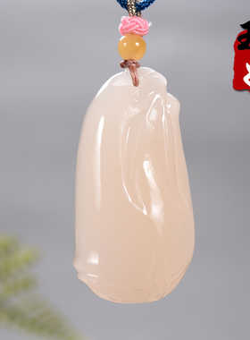 名家/青海野牛沟老坑冰底浓郁藕粉色和田玉/竹节/吊坠/41.41克