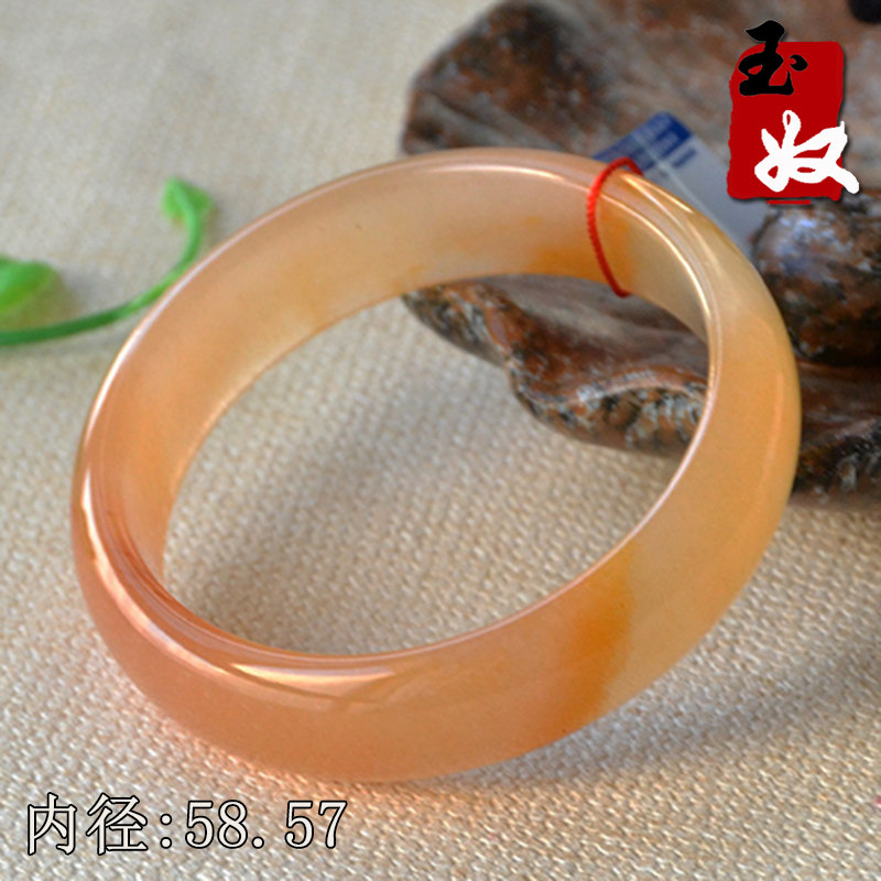 玉奴/新疆天然金丝玉手镯/粉色雅丹戈壁玉/宝石光手镯子/58/59