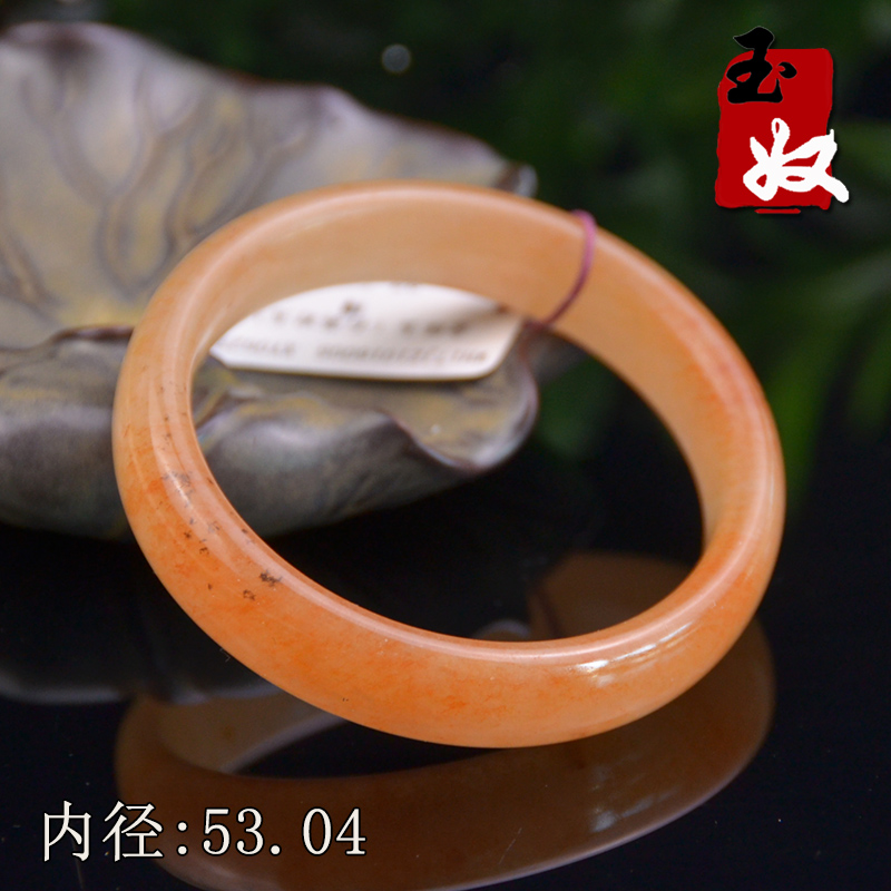 玉奴/新疆阿勒泰天然金丝玉手镯子/红白色宝石光/草花玉/53/54_虎窝淘