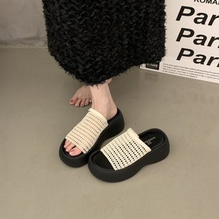 镂空编织一字拖鞋 2025夏季 欧洲站 女 简约舒适 新款 罗马凉拖