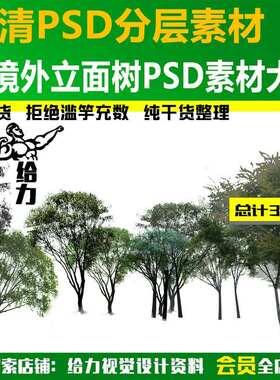 P10-境外立面树植物PSD素材源文件效果图景观P图素材剖面素材