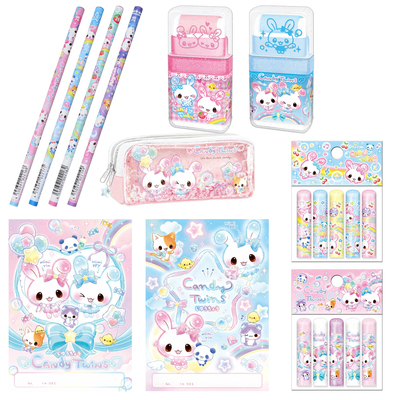 日本q-lia平成古早复古小兔猫咪系列限定B5本木制铅笔 笔袋铅笔帽