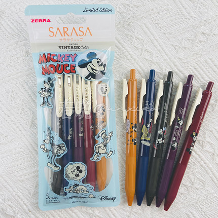 日本斑马zebra迪士尼米奇限定SARASA复古系列中性笔套装