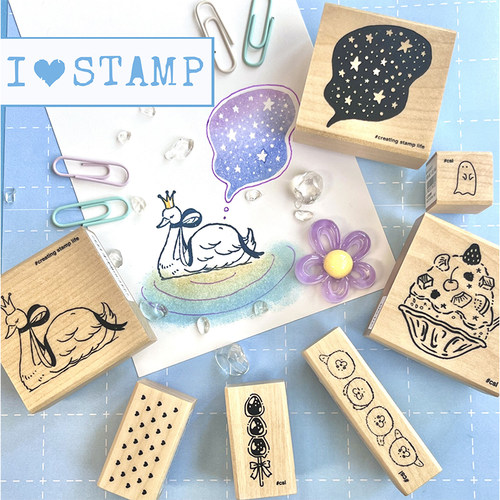 日本komodonokaom夏季熊猫甜筒烟花刨冰I LOVE STAMP 木制印章