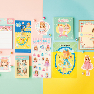 日本古川纸工Licca洋娃娃系列便签贴纸信集付笺盒装贴纸