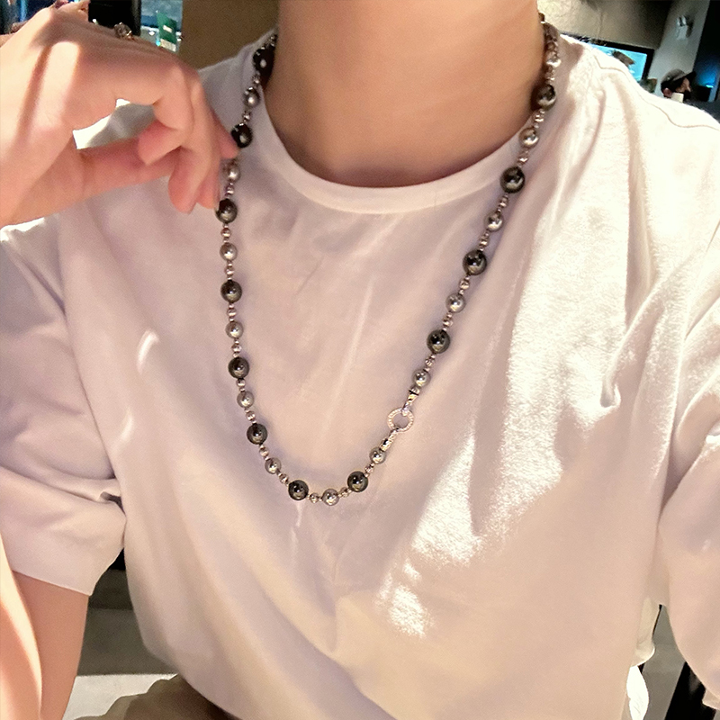 明星倪妮同款大溪地混彩珍珠项链女一款多戴时尚高级设计感送礼
