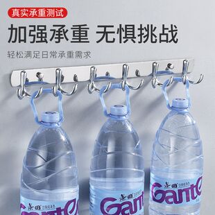 双钩浴室卧室衣钩衣服挂钩门后壁挂排钩 免打孔不锈钢挂钩墙壁个性