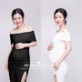 2019 mới đan ảnh bà bầu quần áo nghệ thuật ảnh mẹ studio ảnh cơ thể đen trắng phần mỏng - Áo thai sản dam bau dep