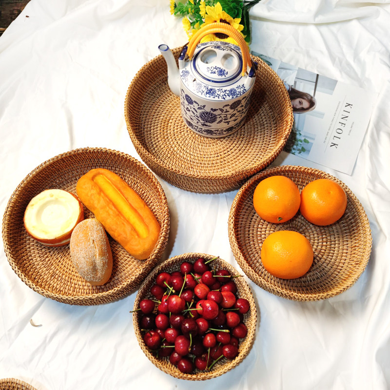 越南藤编托盘水果篮烘焙藤篮零食点心盘编织竹编提篮子大号收纳筐在类目 餐饮具, 餐具, 果盆/果盘/果篮中 - 来自Buy2taobao.com提供专业的淘宝代购服务