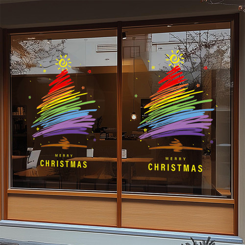 圣诞节装饰贴纸橱窗贴玻璃门贴窗户静电贴元旦氛围布置窗花贴画纸