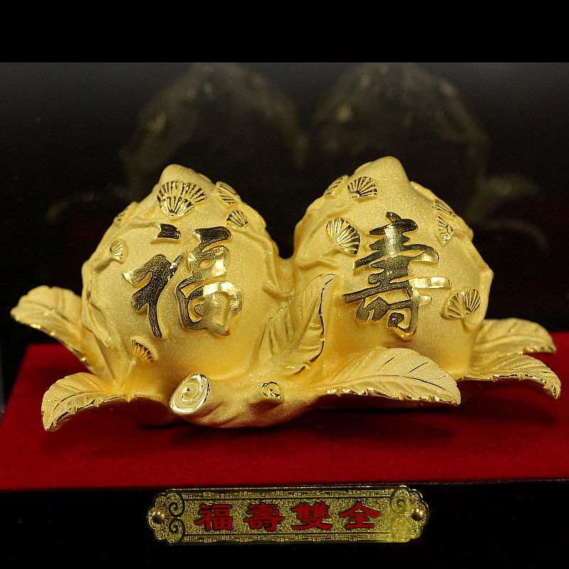 黄金寿桃摆件送爷爷奶奶贺寿祝寿礼老人生日礼物60708090大寿礼品
