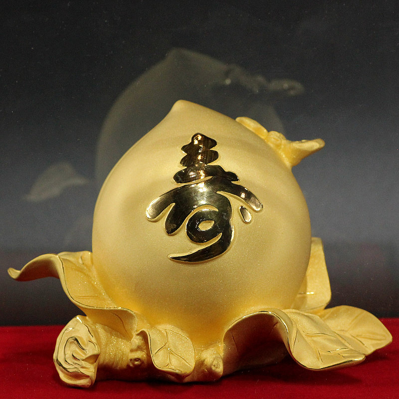 绒沙金寿桃摆件长辈祝寿贺寿送礼大寿桌面创意礼品送老人生日礼物