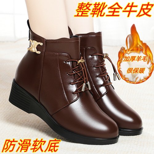 加厚羊毛短靴女中老年妈妈棉鞋