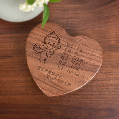 实木乳牙纪念盒女孩可爱生肖儿童男孩掉牙齿收纳盒宝宝胎毛收藏盒