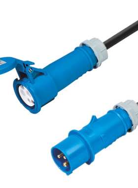 IEC309蓝色工业插头连接器公母对接延长线16A/32A机房PDU电源线