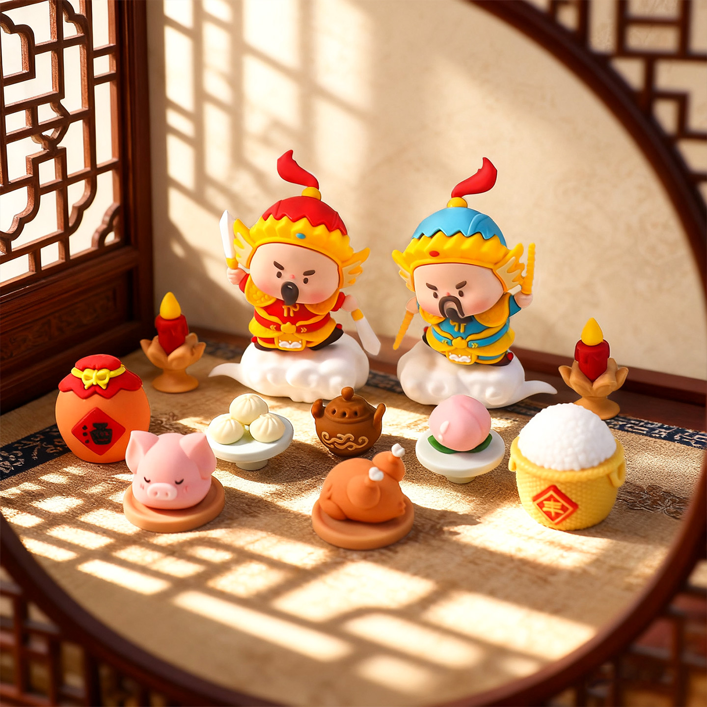 国潮神仙威武门神软胶玩偶守护神