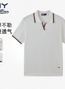 金利来GY商务休闲短袖POLO衫女夏季撞色翻领透气T恤白色通勤百搭