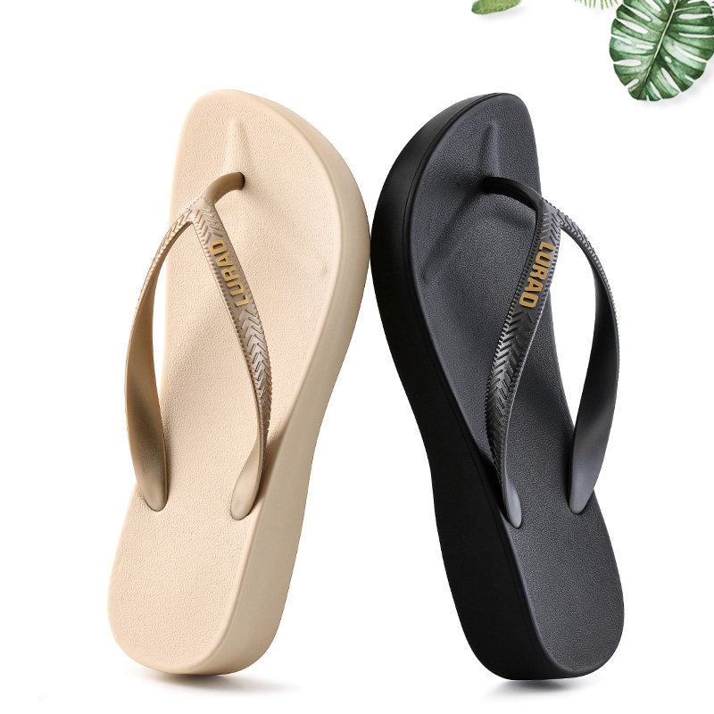 靓蒂芬坡跟人字拖女夏潮流防滑中跟外穿夹脚厚底海边沙滩鞋凉拖鞋