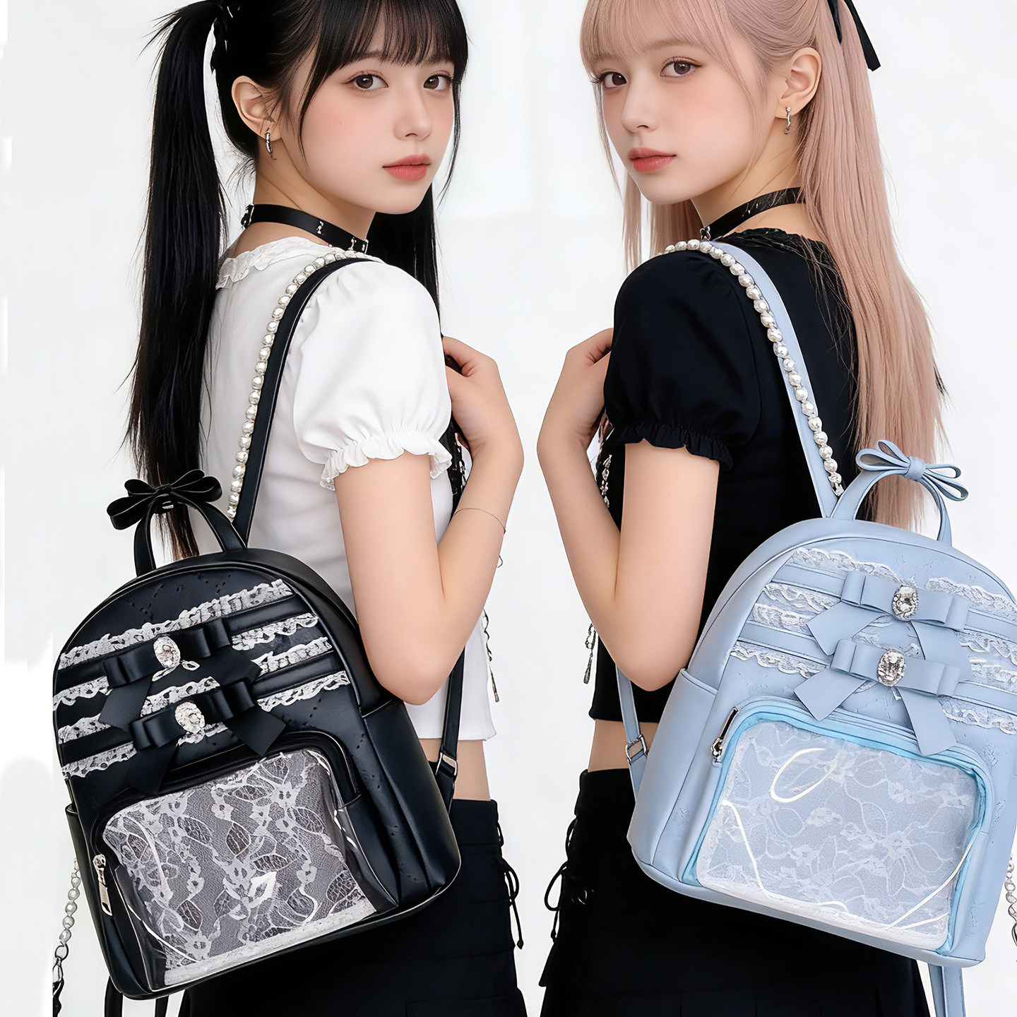 mikkoshop蕾丝甜美lolita痛包 少女心追星娃包 洛丽塔学院双肩包