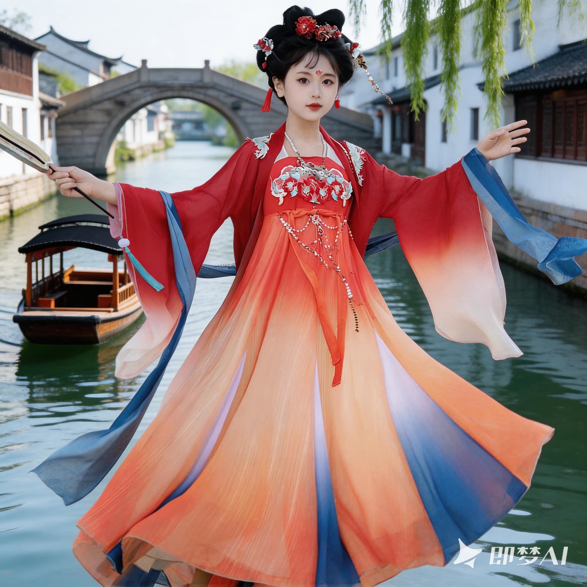 2026春夏女童汉服新款国潮唐宫夜宴儿童古装襦裙中国风演出连衣裙