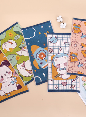 纱布儿童毛巾纯棉洗脸家用小毛巾挂式擦手巾方巾婴儿全棉童巾