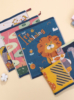 纯棉纱布方巾儿童毛巾柔软吸水可爱卡通宝宝洗脸面巾家用挂式