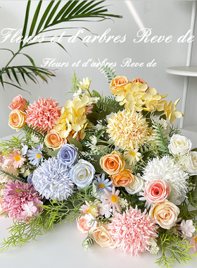 清仓！假花仿真花束拉丝玫瑰绣球绢花塑料花干花捧花婚庆装饰摆设